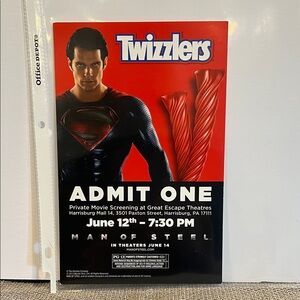 Man of Steel (Superman) Oversized Private Movie Screening Ticket - Twizzlers